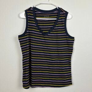 Pact Organic Cotton Softspun Striped V-Neck Tank Medium